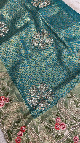 New concept in bridal soft tissue semi silk saree