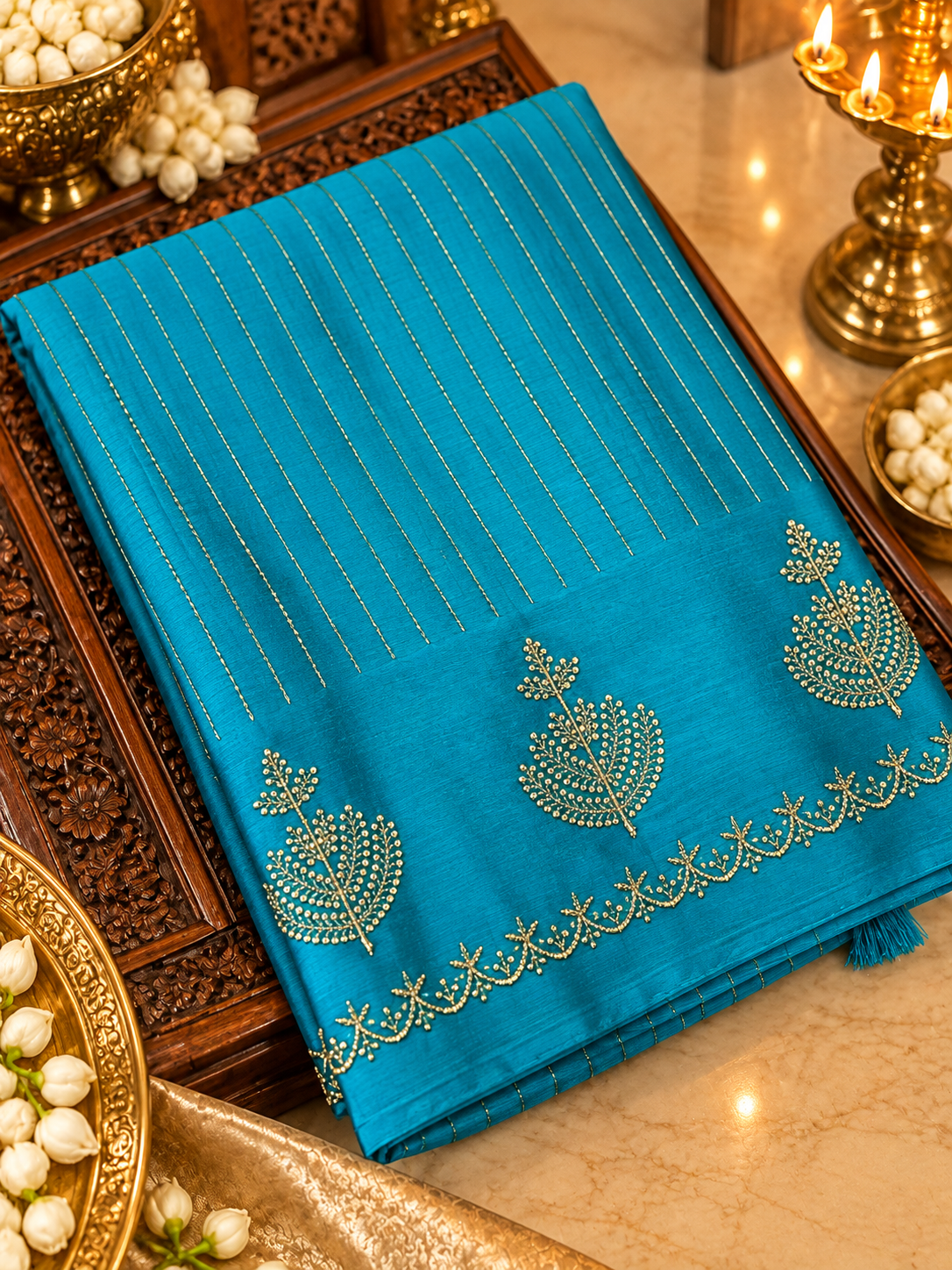 Russian Silk Saree With Embroidery-902505
