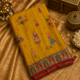 Premium Banarasi Crepe Kalamkari Saree