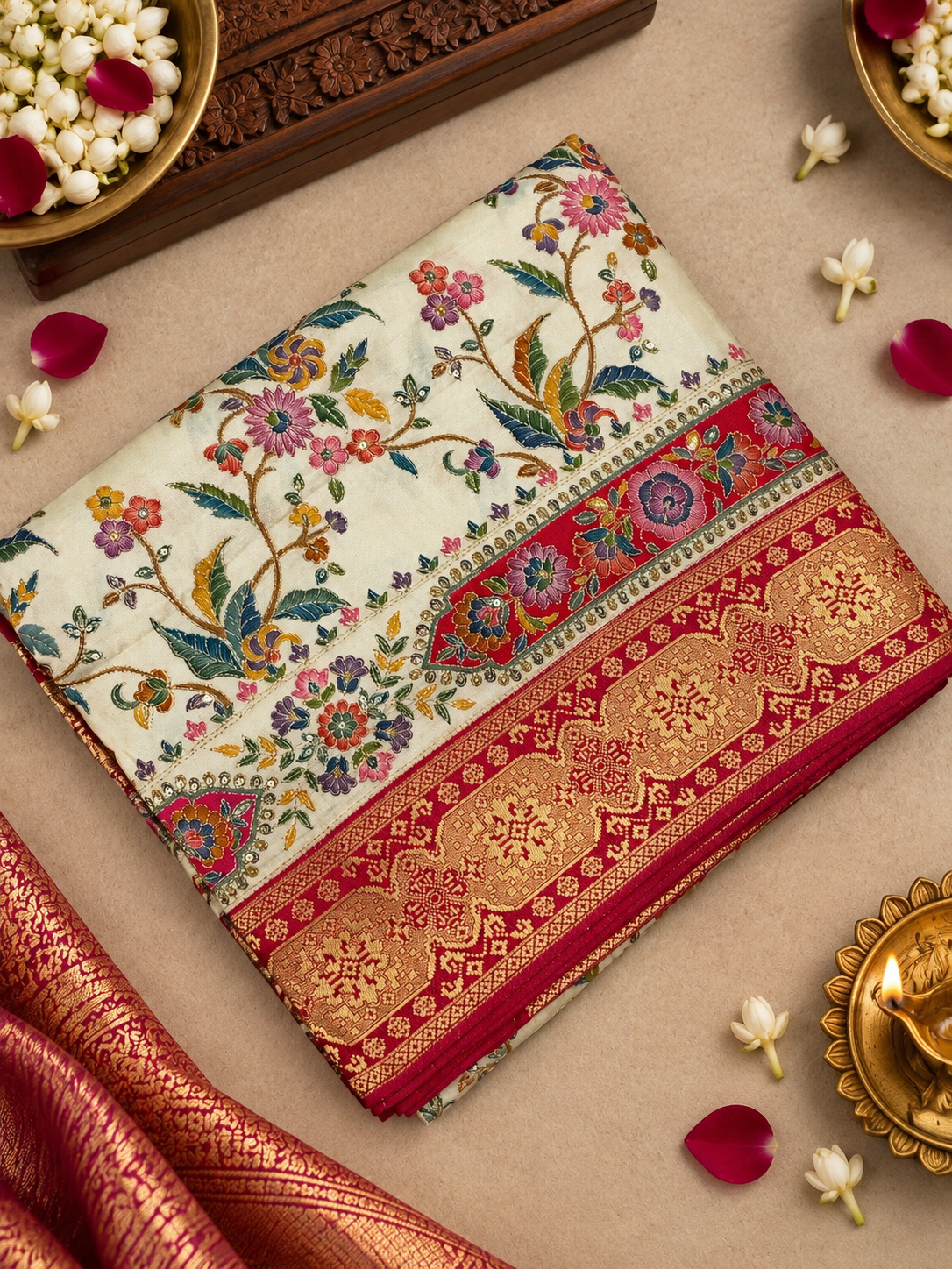 Premium Banarasi Crepe Kalamkari Saree -902078
