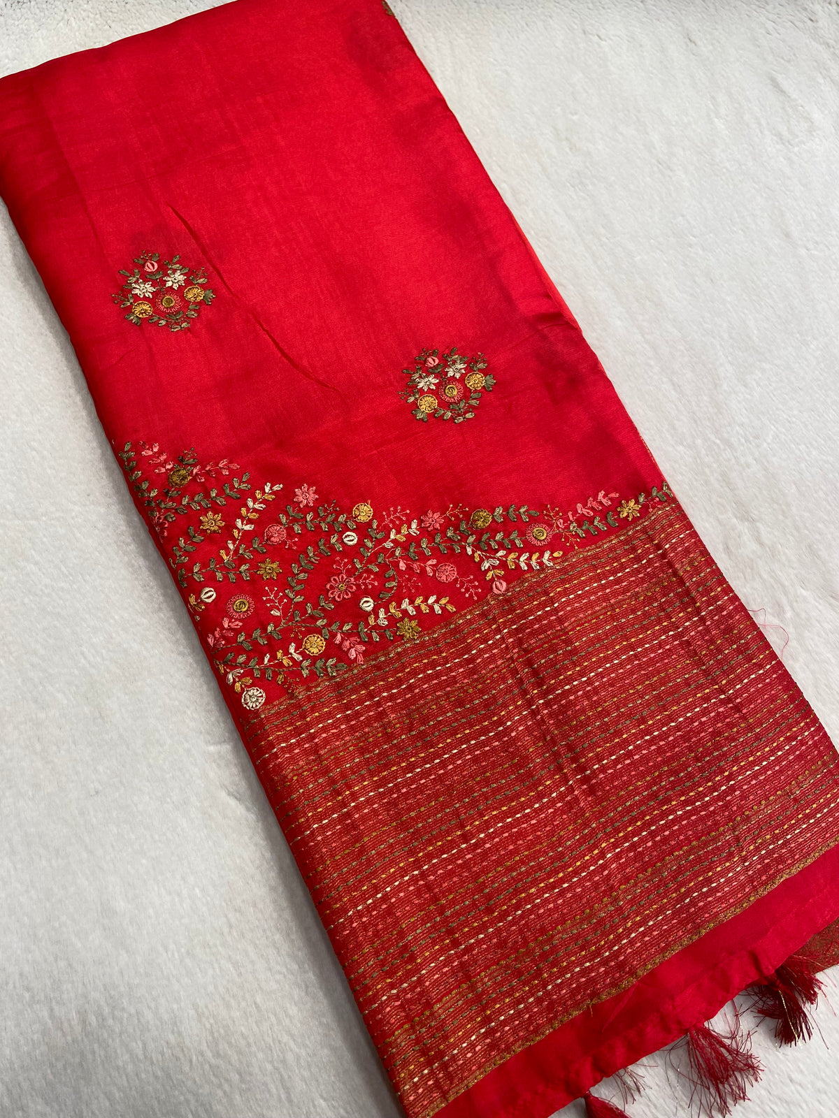 Pure Chinnon With Embroidery Work