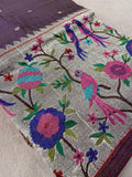 Pure Tissue Organza With Paithani Border (Lavender)- 901996
