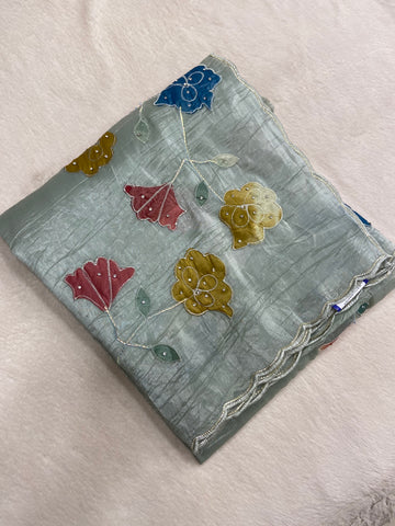 Pure paper crush organza saree