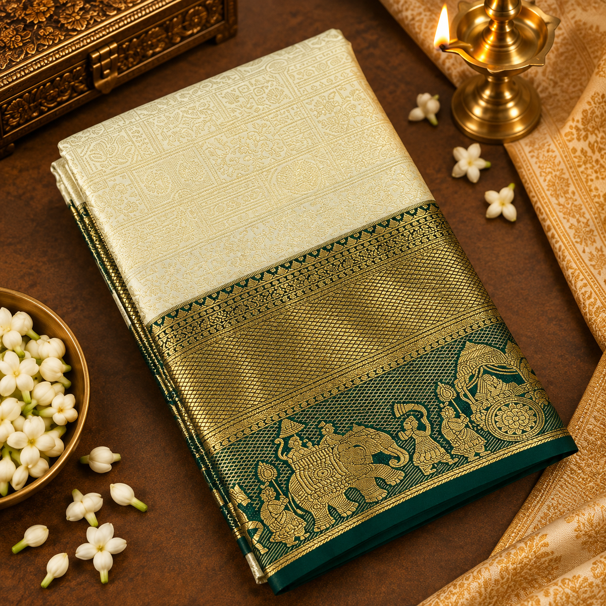 Premium Bridal Semi Kanchipuram Silk Saree - 902003