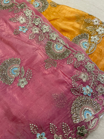 Designer Chinnon Saree With Work