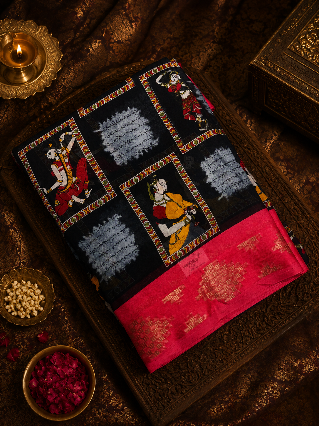 Premium Dola Silk Saree with Kalamkari print