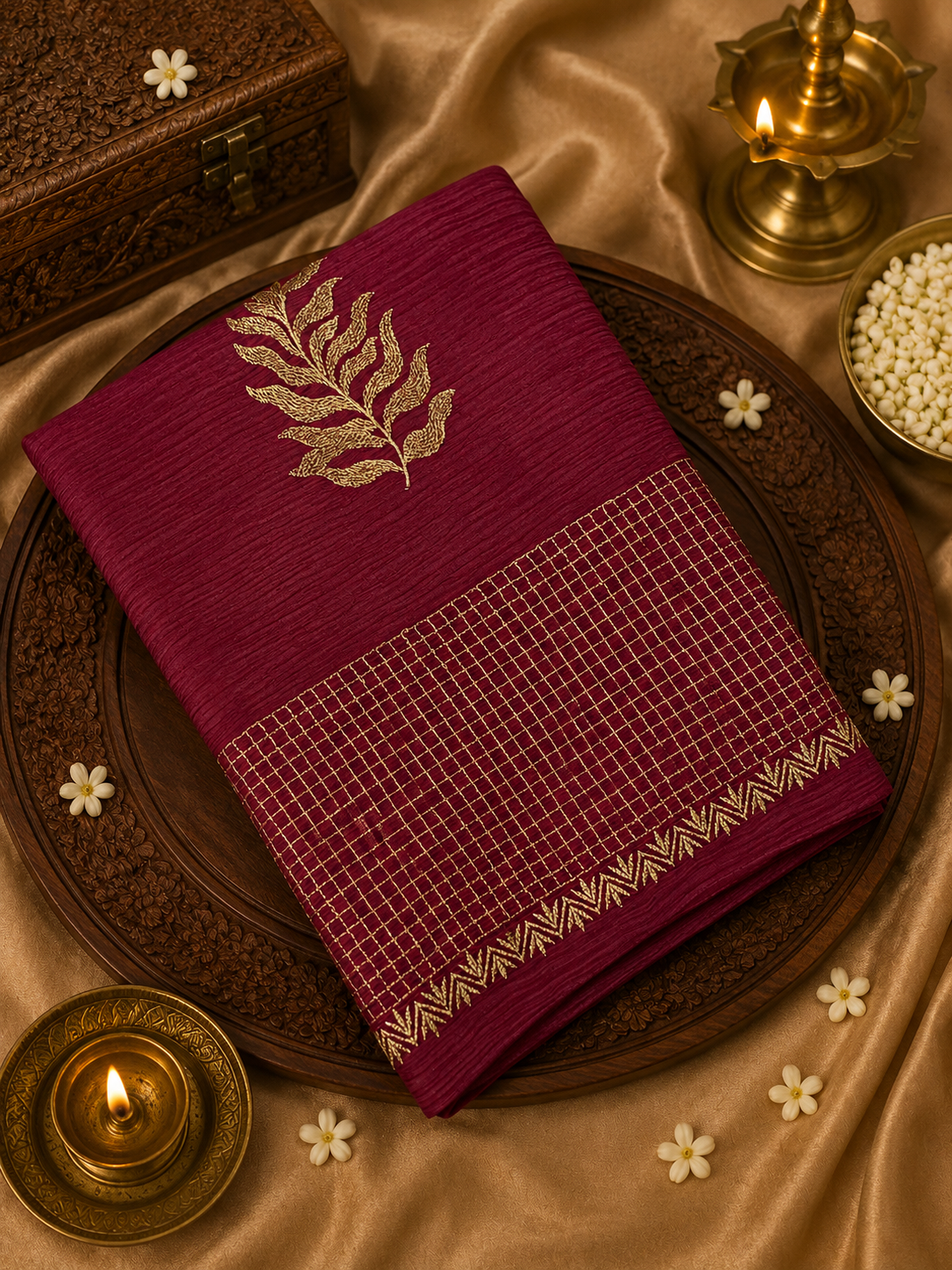 Russian Silk Saree With Embroidery