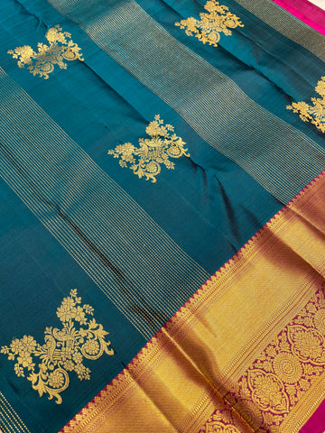 Pure 1G Zari Handloom Kanjeevaram Silk Mark Certified Saree