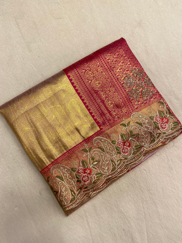 New concept in bridal soft tissue semi silk saree(lavender)