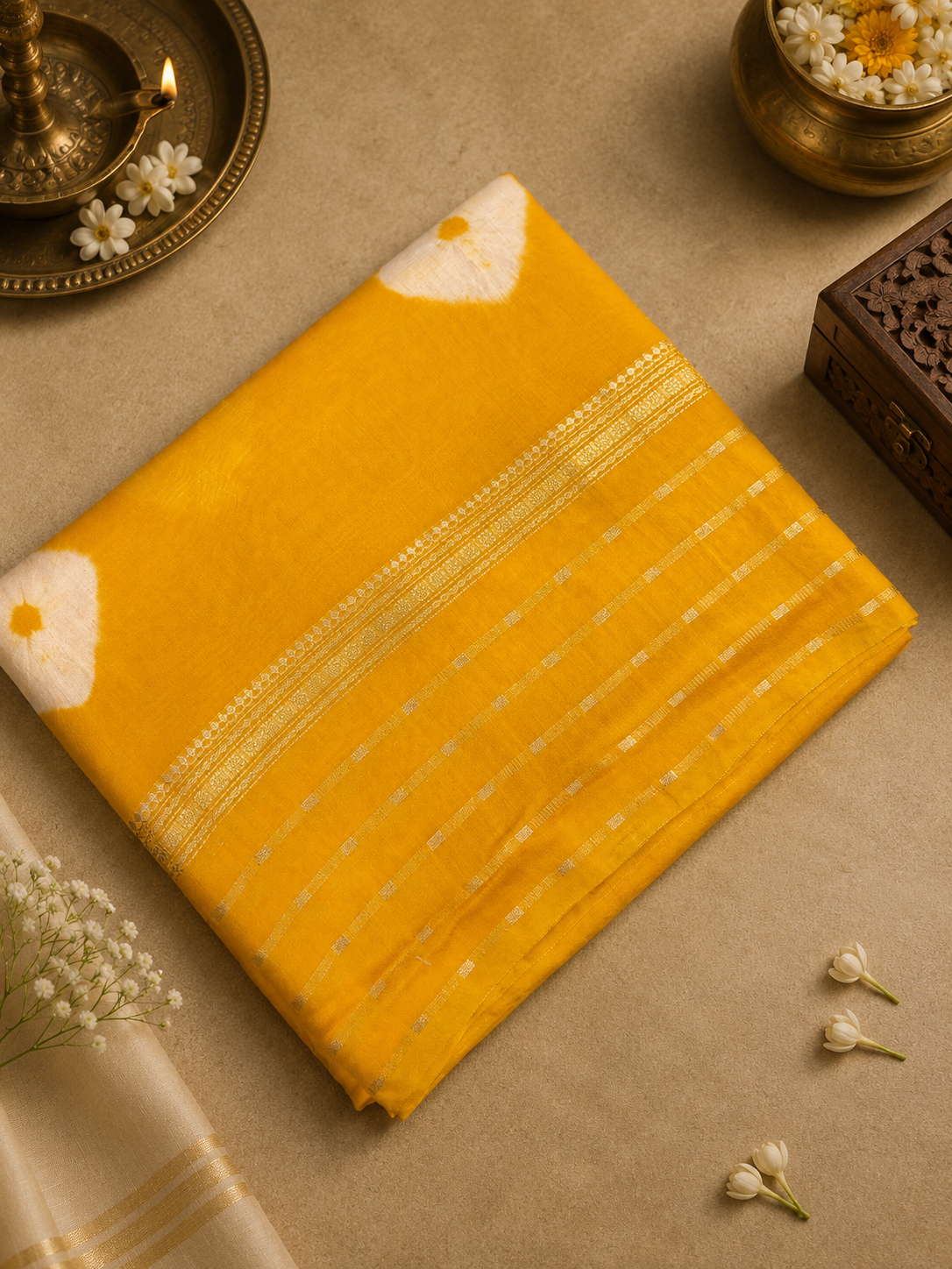 Premium Semi Chanderi Saree With Batiq Print