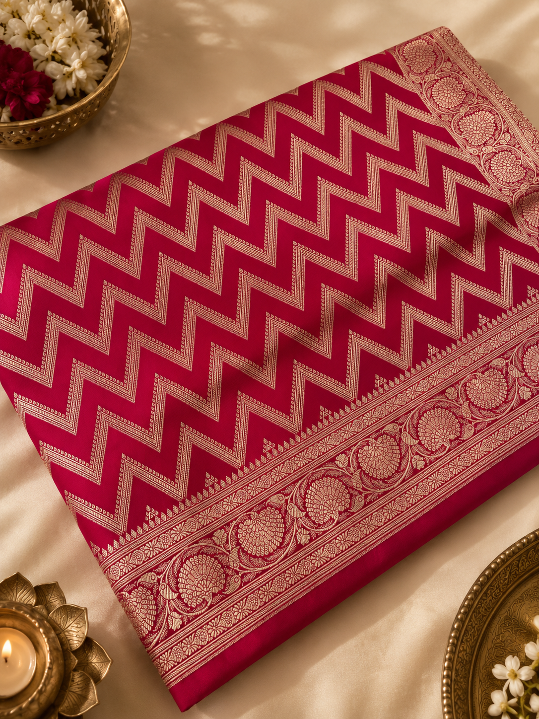 Premium Banarasi Crepe Satin Silk Saree