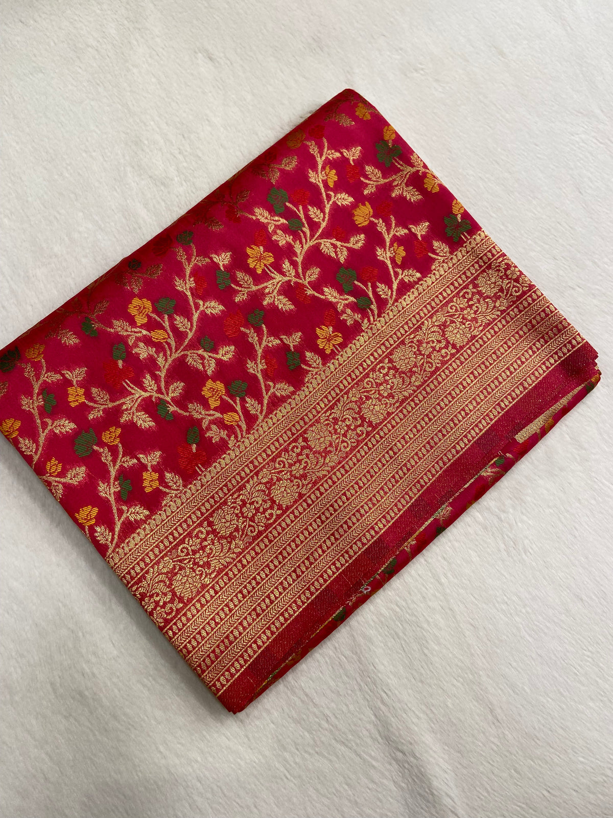 Premium semi Mashru silk saree (Peach)