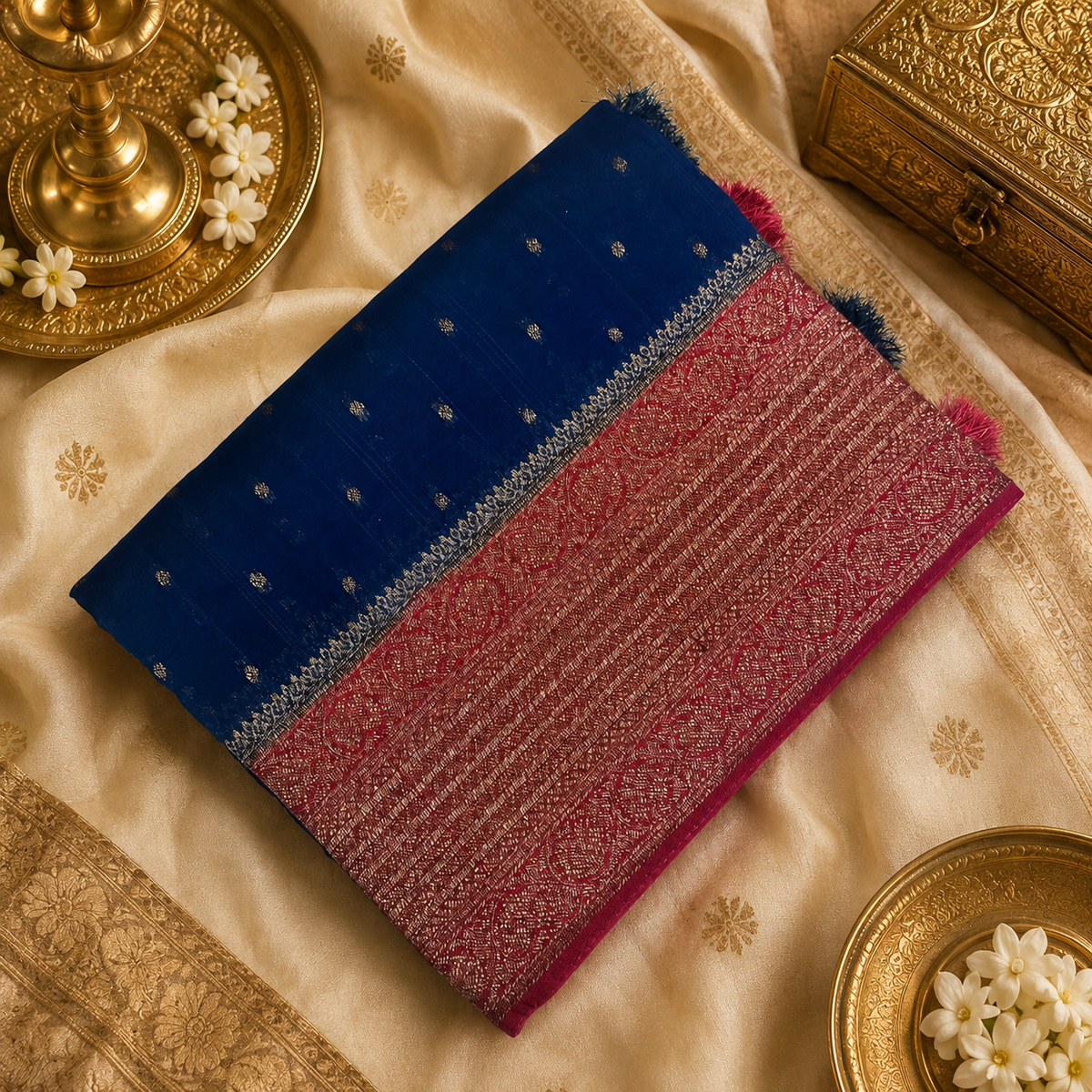 Premium crepe Tussar saree