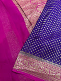 Pure crepe khaddi Banarasi saree- Silk mark certified- Purple