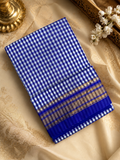 Premium quality Ilkal cotton saree- Royal Blue and White
