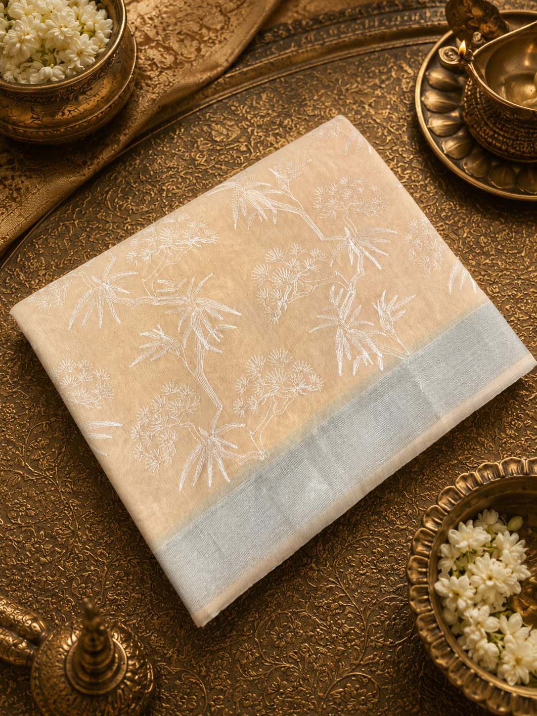 Premium Kota Chiffon With Lucknowi Work Saree