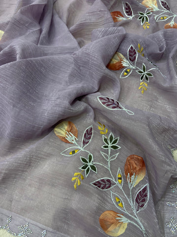 Premium Crush Organza Saree 💜