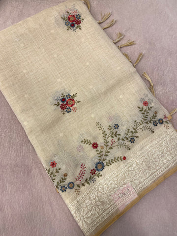 Premium Organza With Embroidery Saree💙