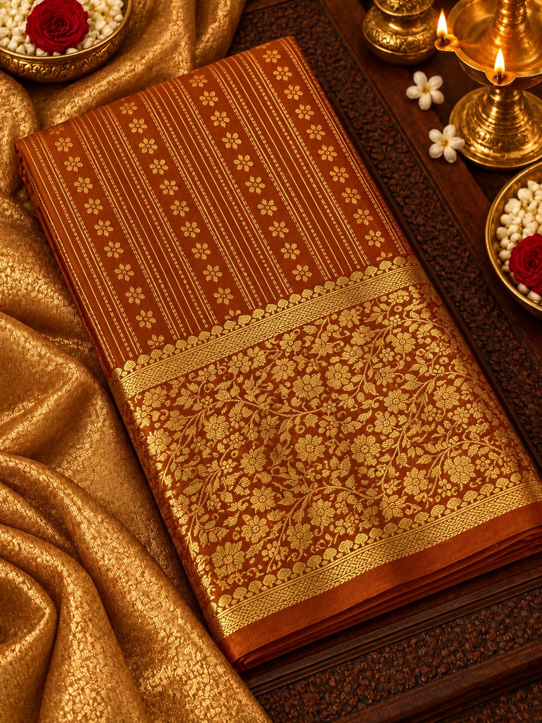 Premium Bridal Semi Kanchipuram Silk Saree - RF1303