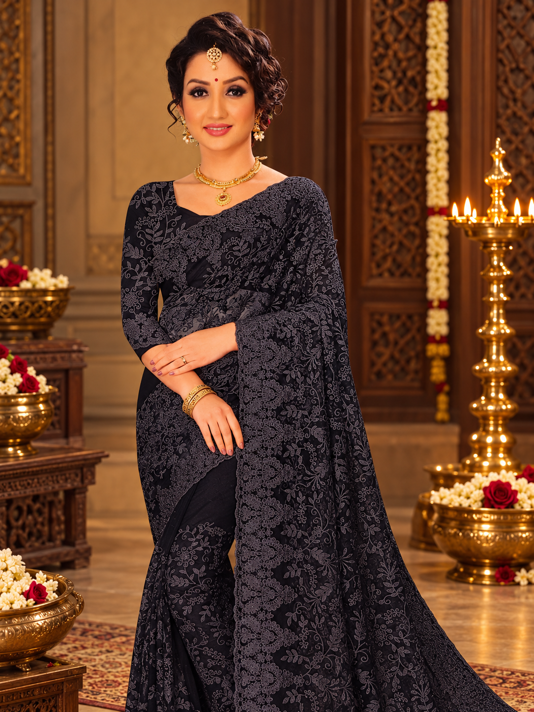 Designer Netted Saree - 902605
