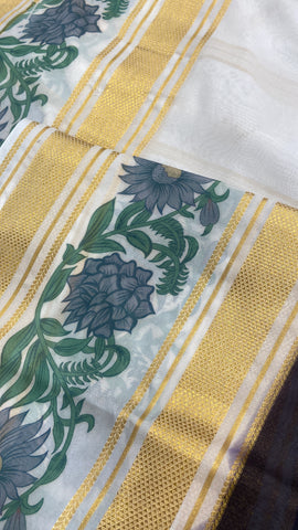 Premium Printed Semi Crepe Mysore Silk Saree🖤