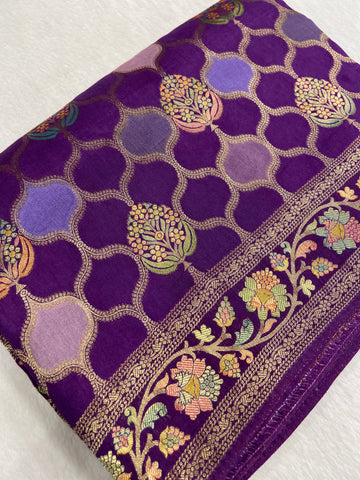 Premium Banarasi crepe Kalamkari saree