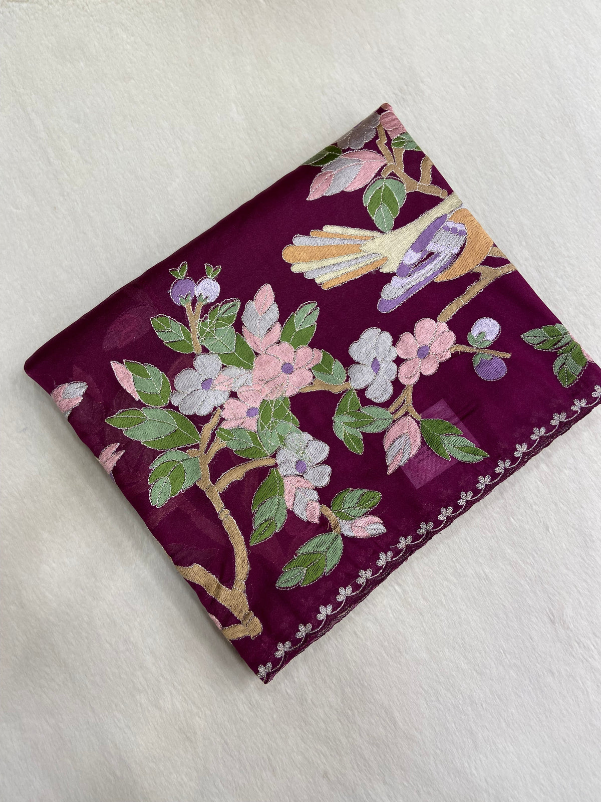 Pure tissue organza saree (Wine)