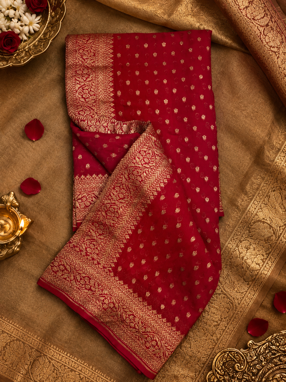 Pure crepe khaddi Banarasi saree- Silk mark certified