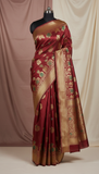 Banarasi silk saree in ruby garnet