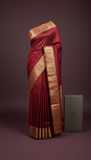 Ruby Wine Silk Saree with Temple Motif