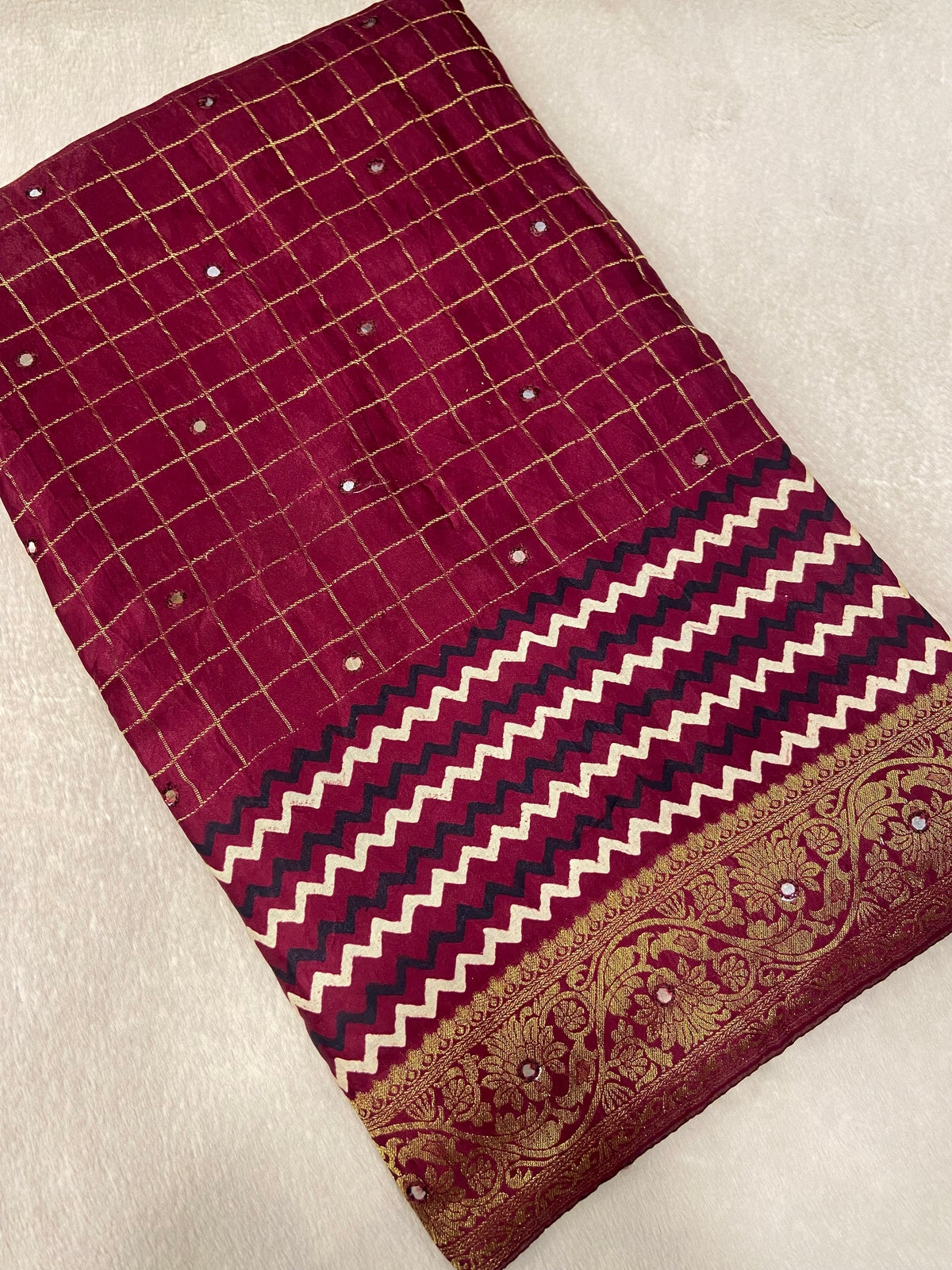 Premium Gajji Modal Silk Saree With Mirror Work