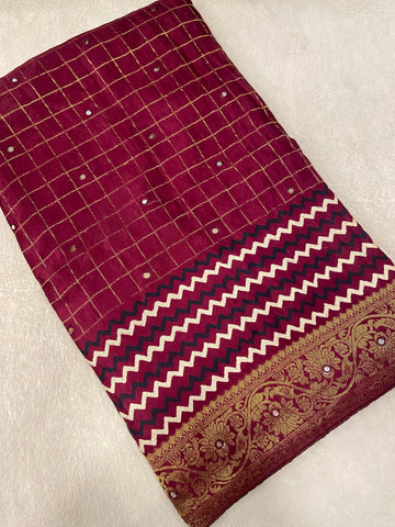 Premium Gajji Modal Silk Saree With Mirror Work