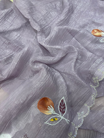 Premium Crush Organza Saree 💜