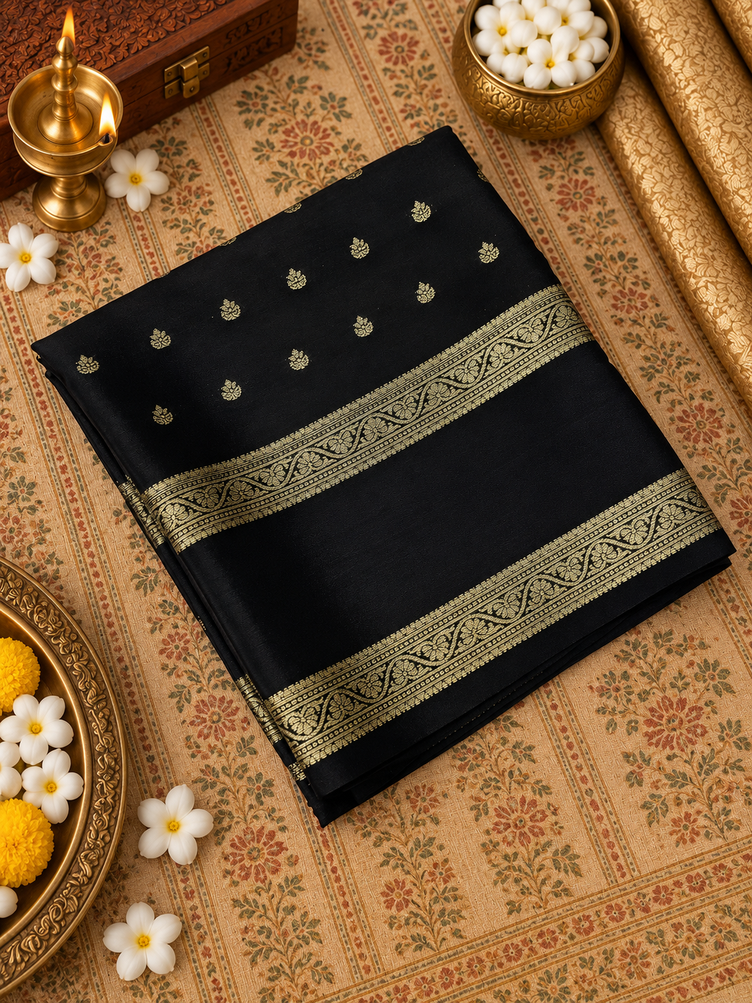 Pure Mix Crepe Mysore Silk Saree🖤 - 902030