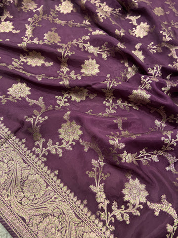 Premium Crepe Satin Silk Saree (wine)