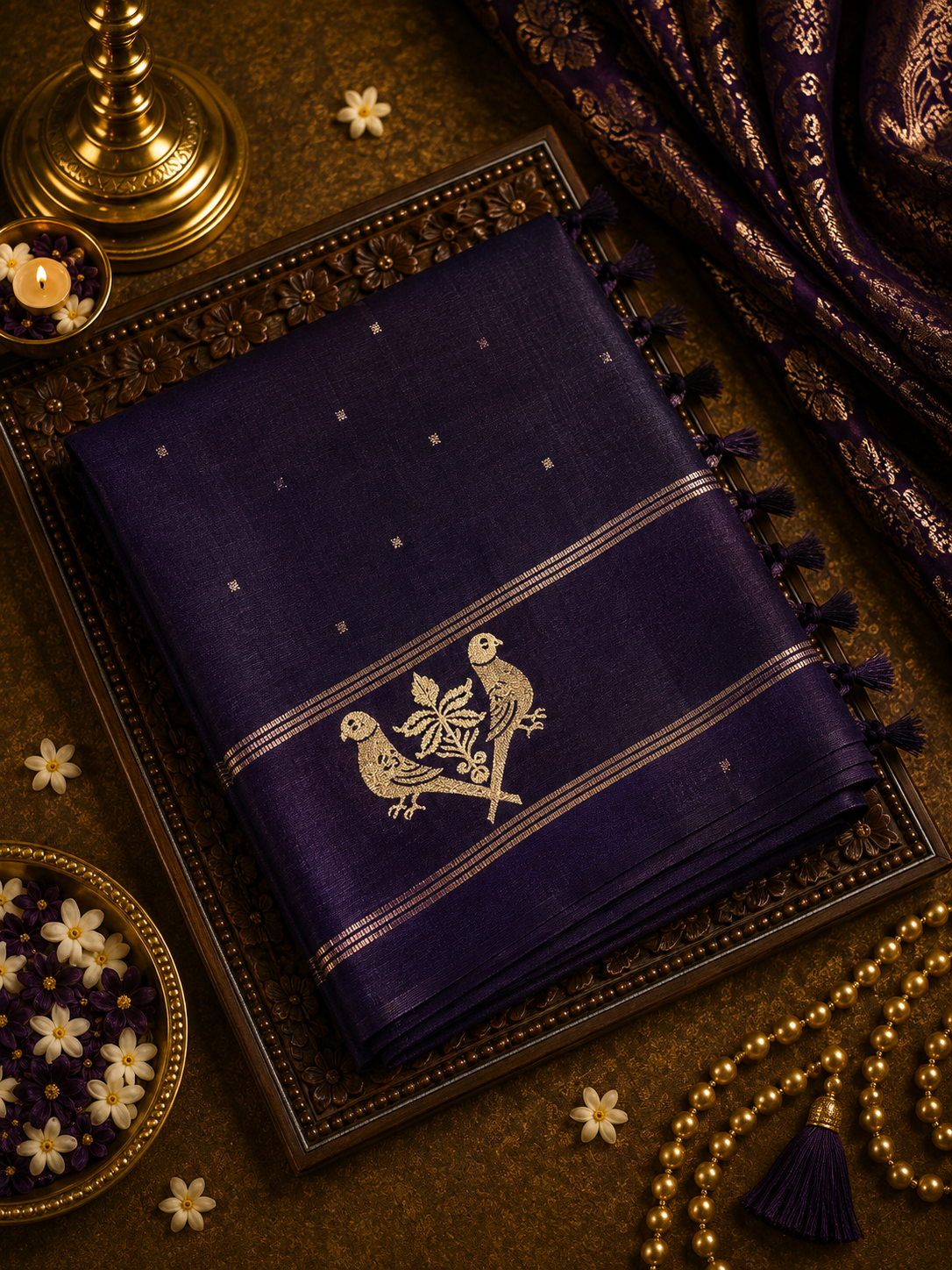 Premium Tassar Saree With Embroidery