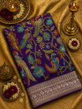 Premium Banarasi Crepe Kalamkari Saree💜