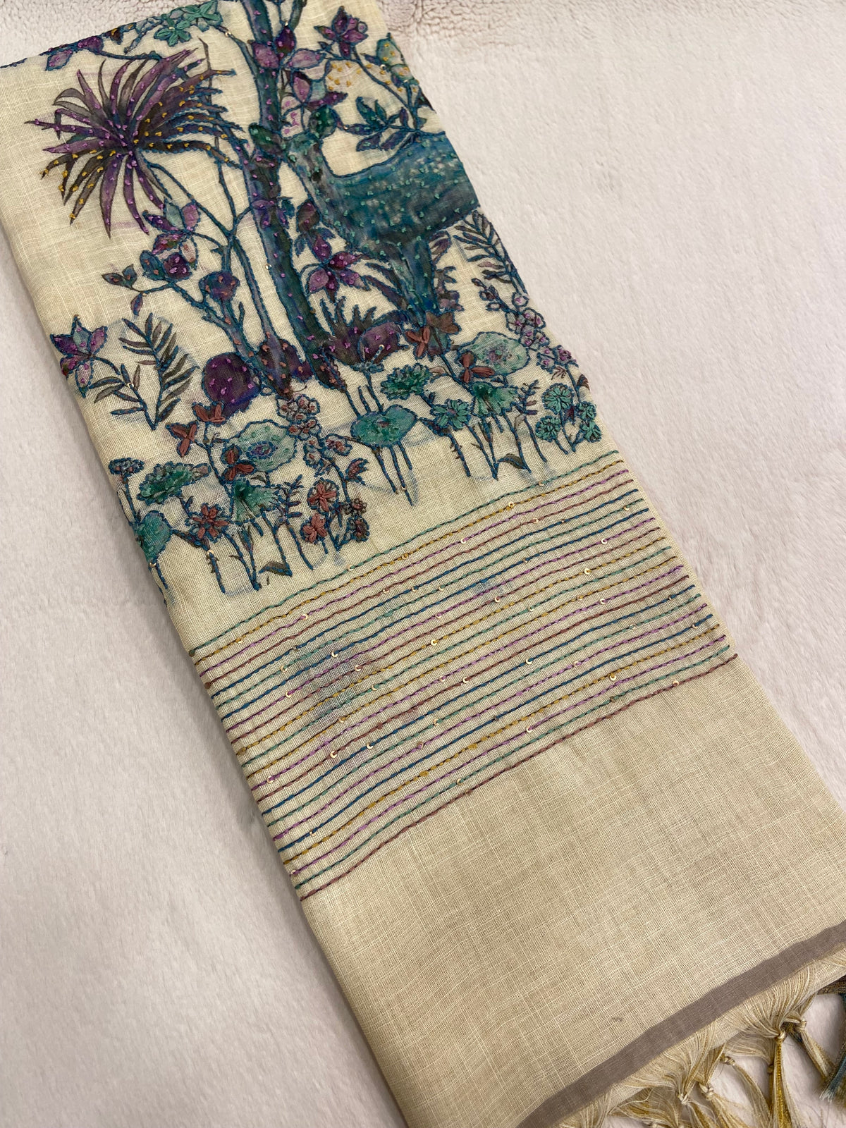 Premium kora organza with kaatha work✨