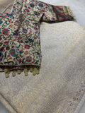 Premium tissue Kanjeevaram silk saree with double blouse
