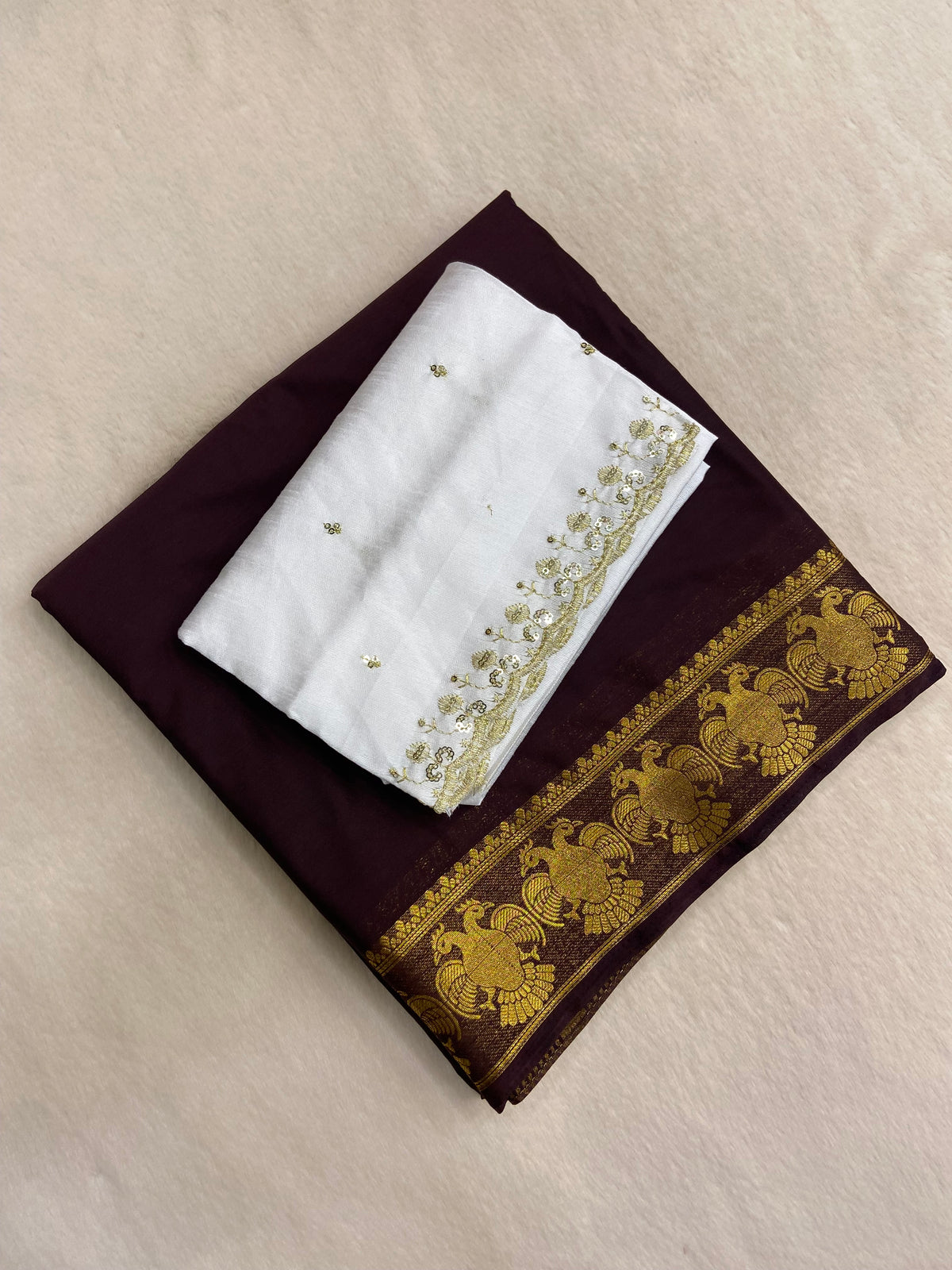 Premium Semi Crepe Mysore Silk Saree With Double Blouse