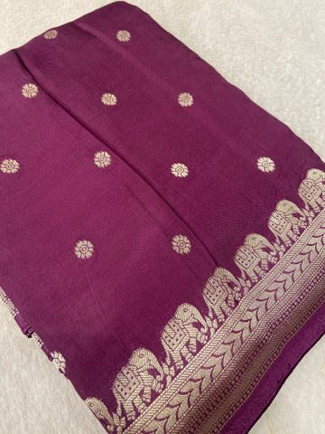Premium Crepe Satin Silk Saree (Wine)