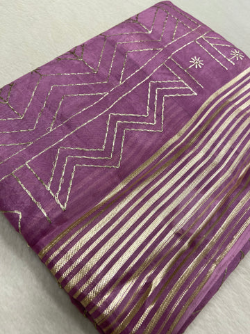 Premium Organza With Embroidery Saree (Lavender)