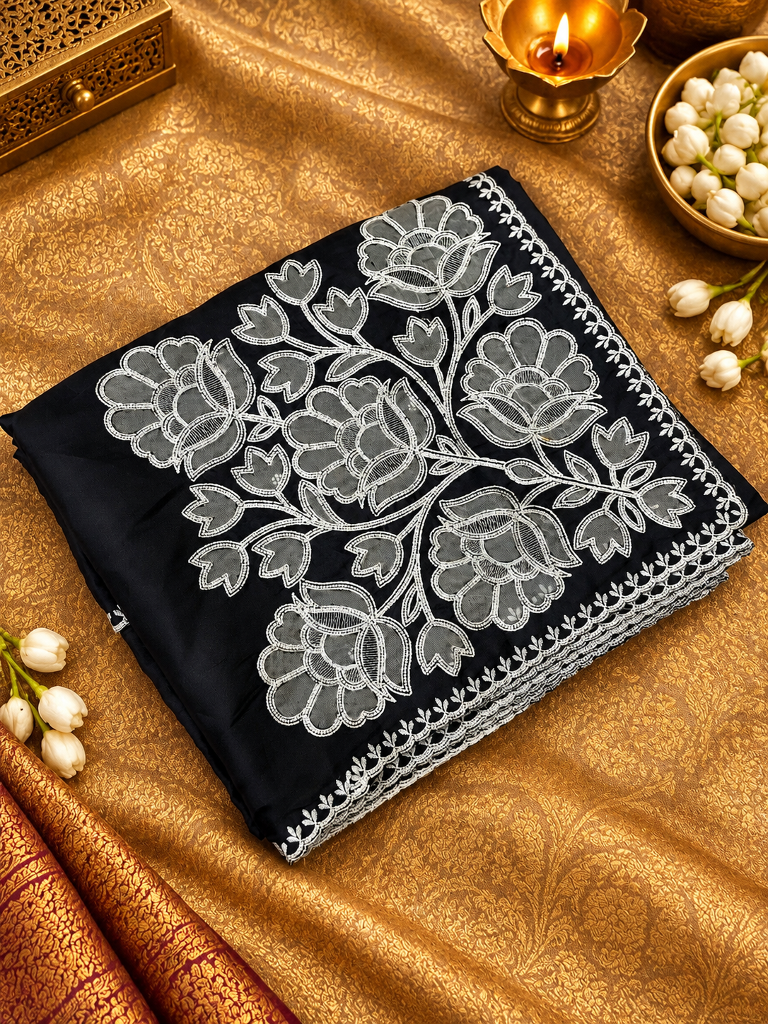 Premium Soft Organza Saree With Embroidery - 902677