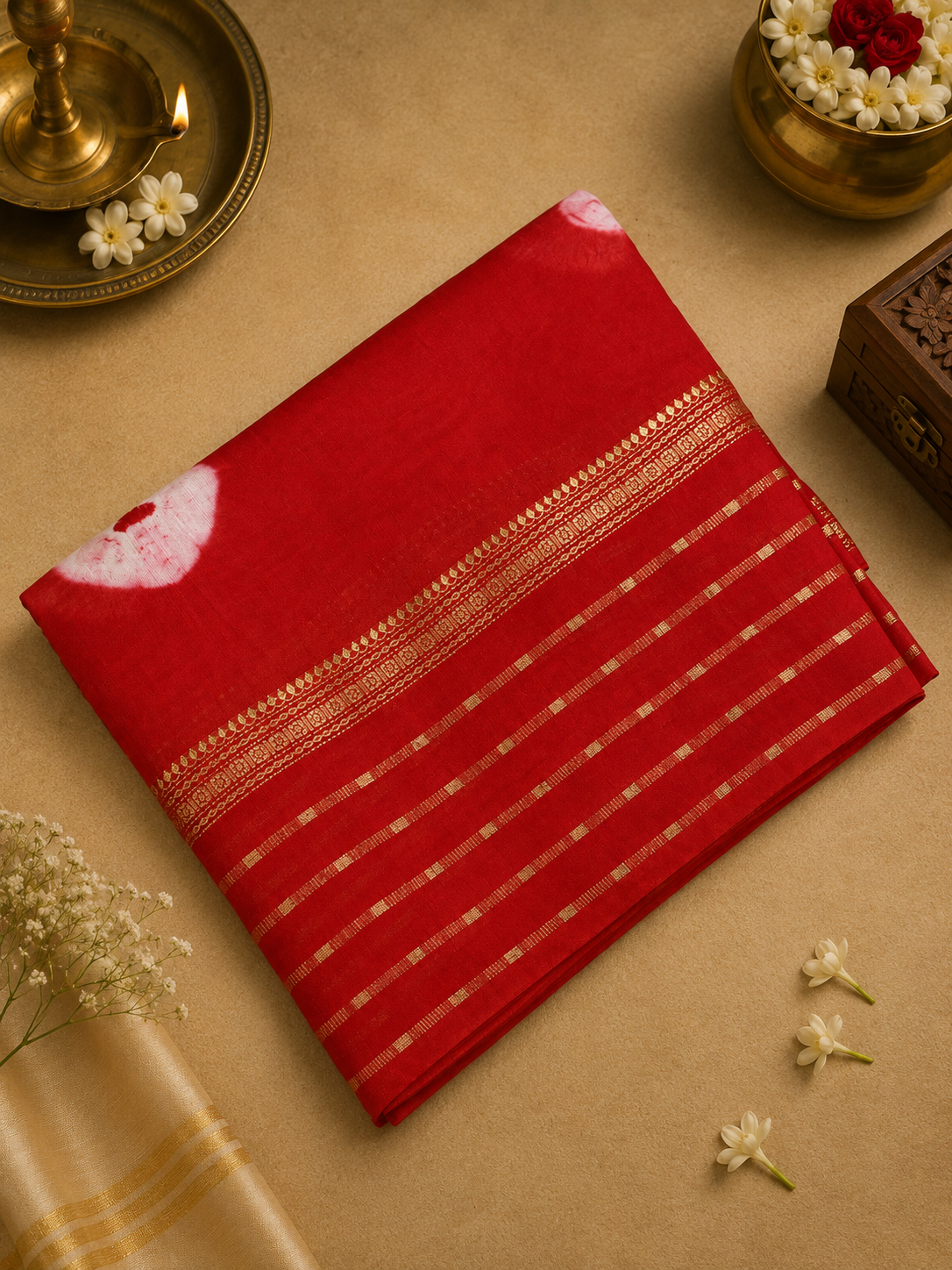 Premium Semi Chanderi Saree With Batiq Print 💗