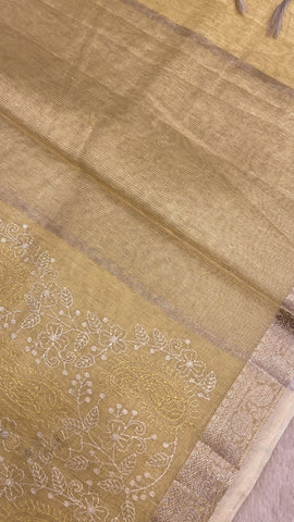 Organza saree with embroidery work
