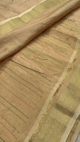 Premium Chanderi With Kaatha Work Saree ✨