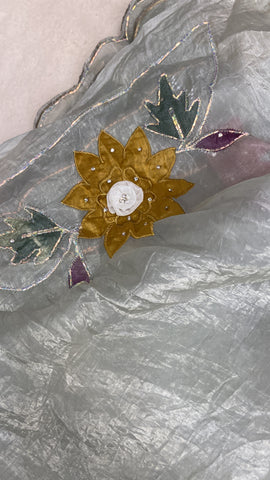 Pure paper crush organza saree