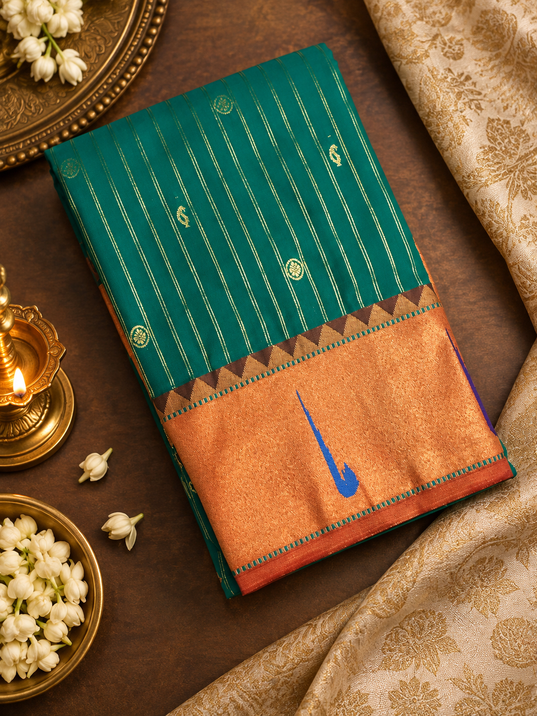 Premium Semi Kanchipuram Silk Saree With Paithani Border -902337