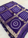 Plain body design modal silk saree with bandhini design pallu- 902263 Purple