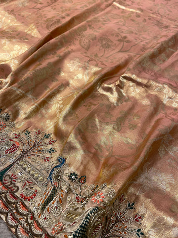 Bridal Soft Tissue Saree With Scallop Border